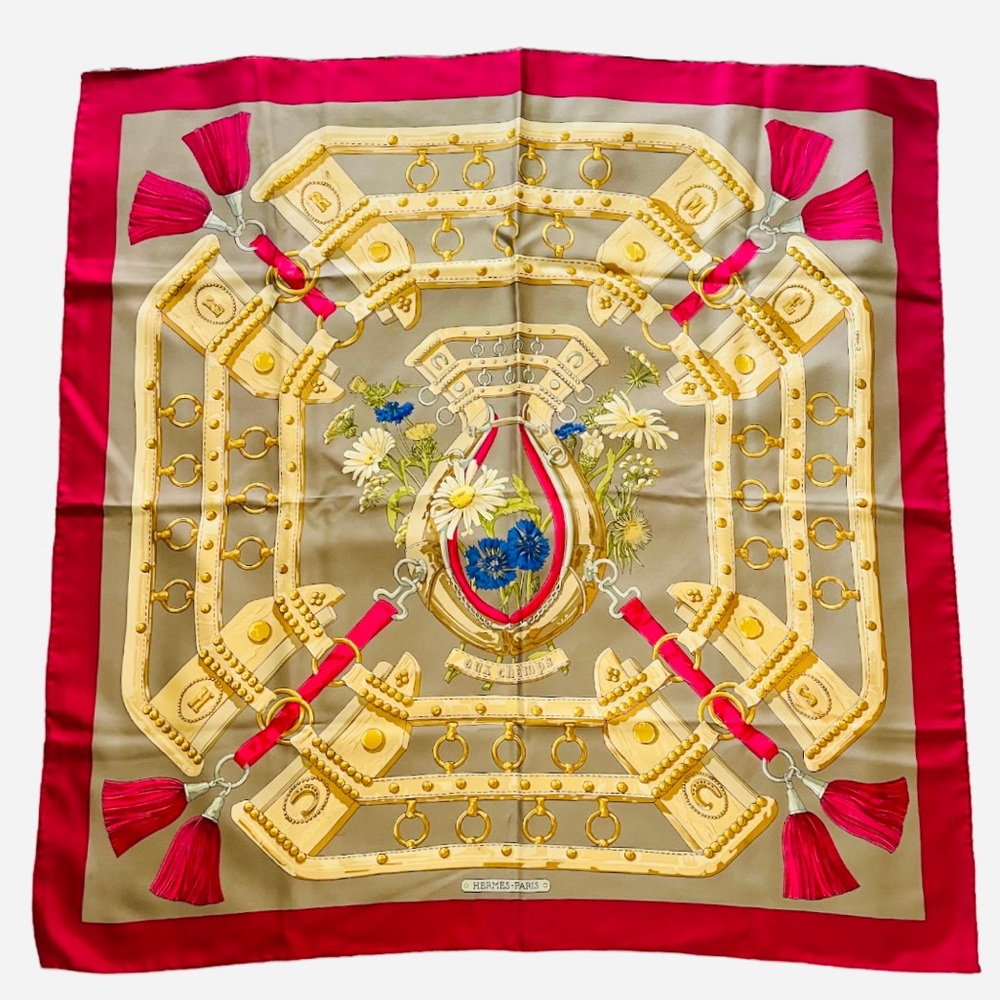 HERMES Aux Champs 1970 Silk Scarf Designed By Caty Latham - Picture 2 of 11